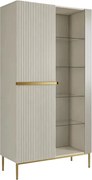Vitrina Nicole 100 cm cu fata canelata - cashmir / picioare aurii