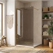 Paravan de dus fumuriu Rea Flexi Brown 90 cm auriu periat