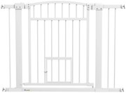 PawHut Barieră de siguranță pentru câini, sistem dublu de închidere, montaj prin presiune sau găurire, lățime 76-104 cm, alb | Aosom Romania