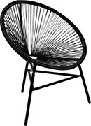 vidaXL Scaun lună de grădină, negru, poliratan