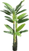 HOMCOM Arbore Artificial de Banan 180 cm cu Ghiveci, Plantă Falsă cu 18 Frunze pentru Decor Interior sau Birou, Verde | Aosom Romania