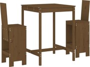 vidaXL Set mobilier de bar, 3 piese, maro miere, lemn masiv de pin