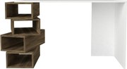 Birou JENGA, nuc/alb, PAL melaminat, 130x60x75 cm