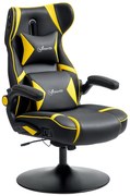 Vinsetto Scaun Gaming cu Funcție de Leagăn și Difuzor, Suport Lombar și pentru Gât, Piele Ecologică, Galben și Negru | Aosom Romania