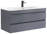 Mască de baie Cube 100 cu chiuvetă ceramică, 2 sertare, gri antracit