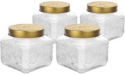 Altom Set de borcane din sticlă cu capac auriu Daisy 1,3 l, 4 buc., 1,3 l