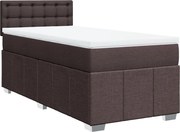 vidaXL Pat box spring cu saltea, maro închis, 100x200 cm, textil