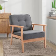 HOMCOM Fotoliu Vintage Stil Scandinav Moale și Confortabil Capitonat cu Butoni, 64,5x70x74 cm, Gri | Aosom Romania