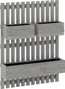 Outsunny Jardinieră murală tip grădină cu 3 bazine din lemn masiv detașabile, țesătură nețesută, 60 x 16 x 80 cm gri | Aosom Romania