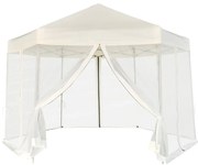 vidaXL Marchiză pliabilă hexagonală, 6 pereți, alb crem, 3,6 x 3,1 m