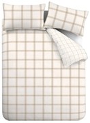 Lenjerie de pat bej din bumbac pentru pat dublu 200x200 cm Oxton Check – Bianca
