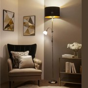 Brilagi - Lampadar CERIA, 2 în 1, 1xE27/100W/230V + 1xE14/25W, crom mat/negru