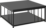 Masuta cafea Zenn, gri antracit/negru, PAL melaminat/metal, 90x90x40 c