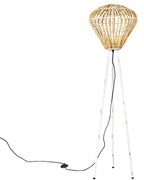 Lampă de podea rustică cu trepied din bambus alb - Canna Diamond