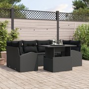 vidaXL Set de canapele pentru grădină cu pernă 7 pcs Negru Rattan poli