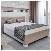 Pat tapițat WINDSOR cu saltea, 180 x 200 cm, bej