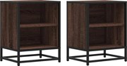 vidaXL Noptiere 2 buc Stejar maro 40x31x50 cm Lemn prelucrat și metal