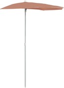 vidaXL Umbrelă de grădină cu stâlp, cărămiziu, 180x90 cm, semirotundă
