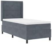 vidaXL Pat cu arcuri cu headboard Gri închis 90 x 190 cm Catifea