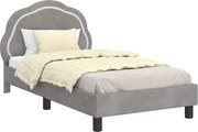 vidaXL Cadru de pat pentru copii cu spătar Gri deschis 80 x 160 cm