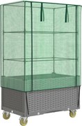 vidaXL Strat înălțat cu husă și roți, aspect ratan, 80x50x182 cm