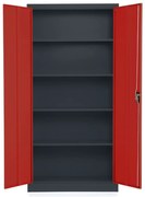 Dulap metalic universal, 90 x 40 x 185 cm, încuietoare cu cilindru, roșu - ral 3000