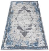 Covor NOBLE modern  9479 63 ornament vintage - structural pe două nivele de lână crem / albastru
