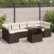 vidaXL Set de canapele pentru grădină cu pernă 8 pcs Maro Rattan poli