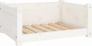 vidaXL Pat pentru câini alb 65,5x50,5x28 cm lemn masiv de pin