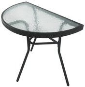 Masa de gradina semirotunda cu blat de sticla ISLAND 70x40 cm, negru
