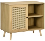 HOMCOM Bufet de depozitare 1 ușă efect răchită - dim. 80L x 39l x 70H cm | Aosom Romania