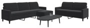 vidaXL Set de canapele cu perne, 3 piese, negru, catifea