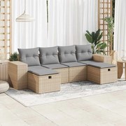 vidaXL Set canapele de grădină cu perne, 6 piese, bej, poliratan