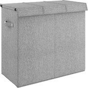 vidaXL Coș de rufe pliabil, gri, 64,5x34,5x59 cm, imitație de pânză