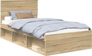vidaXL Cadru de pat cu headboard Sonoma 100 x 200 cm Lemn de pin masiv