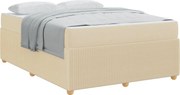 vidaXL Cadru de pat cu saltea Crem 160 x 200 cm țesătură
