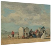 Tablou pe sticlă - Eugène Boudin, Beach Scene, reproducere (70x50 cm)