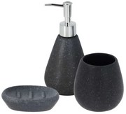 Un set de accesorii pentru baie: dozator, sapun si cana