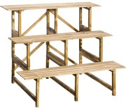 Outsunny suport de flori pliabil cu 3 etaje, din lemn natural, 78 cm, pentru interior și exterior | Aosom Romania