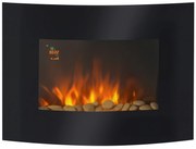 HOMCOM Șemineu Electric de Perete 900/1800W Încălzire cu Efect de Flacără 3D Reglabil, Șemineu Electric cu Lumină LED în 7 Culori, Telecomandă, Temporizator și Termostat, 30 m², Negru | Aosom Romania