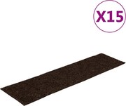vidaXL Covorașe scări autoadezive, 15 buc., 76x20 cm, maro, dreptunghiulare