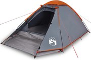vidaXL Cort de camping pentru 4 persoane, gri/portocaliu, impermeabil