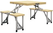 Outsunny Set Picnic Pliabil cu Masa, Scaune, Loc pentru Umbrelă, Cadru Aluminiu, Ideal pentru Camping, Terasă, Gri | Aosom Romania