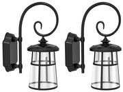 Outsunny Lot de 2 lampe murale aplici solare LED pentru exterior IP44 16,5x25,5x41cm negru | Aosom Romania