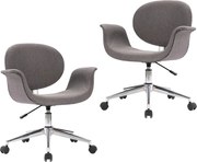 vidaXL Scaune de bucătărie pivotante, 2 buc., gri, material textil