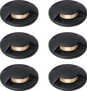 Set de 6 spoturi moderne de sol negre GU10 50mm Efect de lumină dublă IP65 - Cellar