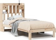 vidaXL Pat cu bibliotecă fără saltea, 100x200 cm, lemn masiv pin