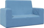 vidaXL Canapea pentru copii cu 2 locuri, albastru, pluș moale
