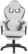 Scaun gaming, suport lombar cu masaj, rabatabil 90°-135°, suport picioare, material textil respirabil, Gri deschis
