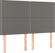 vidaXL Tăblie de pat gri 144x5x118/128 cm piele ecologică